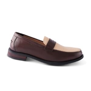 Penny Cream oxford loafers on a white studio background