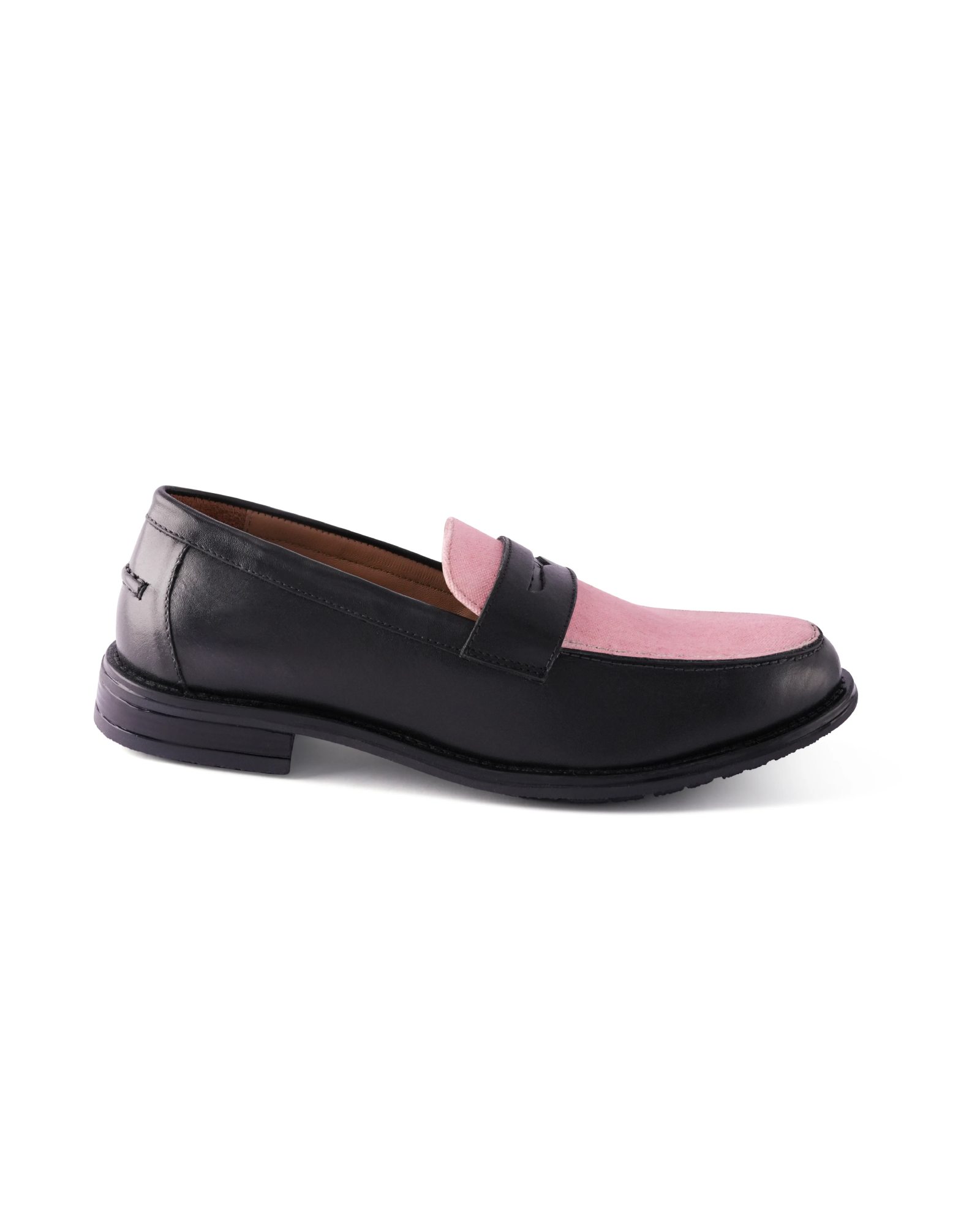 Penny Pink oxford loafers on a white studio background