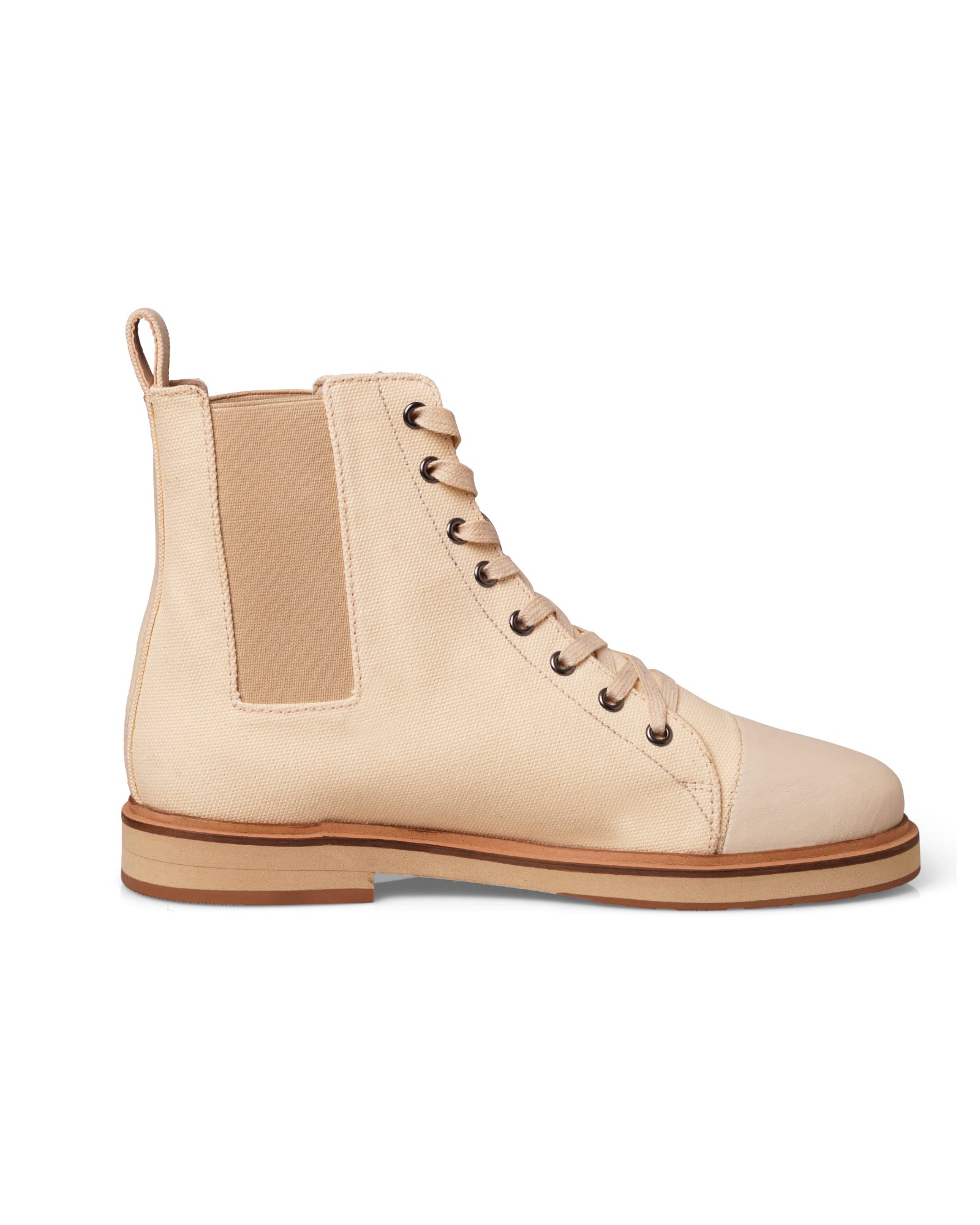 Earlock canvas Boots on a white studio background