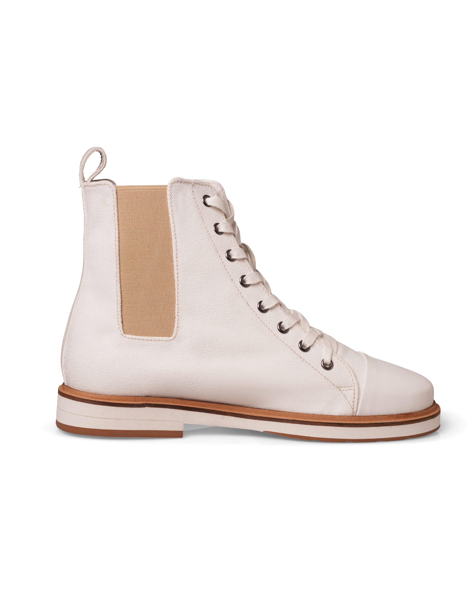 White Wind canvas Boots on a white studio background