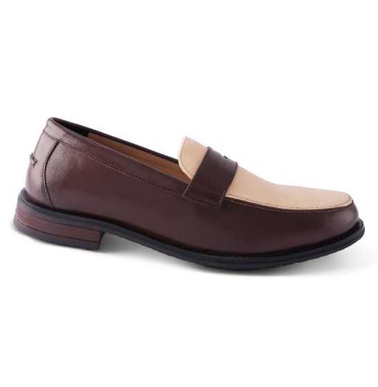 Penny Cream loafer shoes on a white background