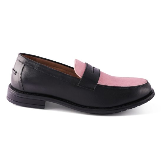 Penny Pink loafer shoes on a white background